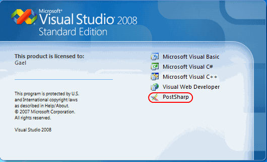 Subtle difference in the Visual Studio splash screen.